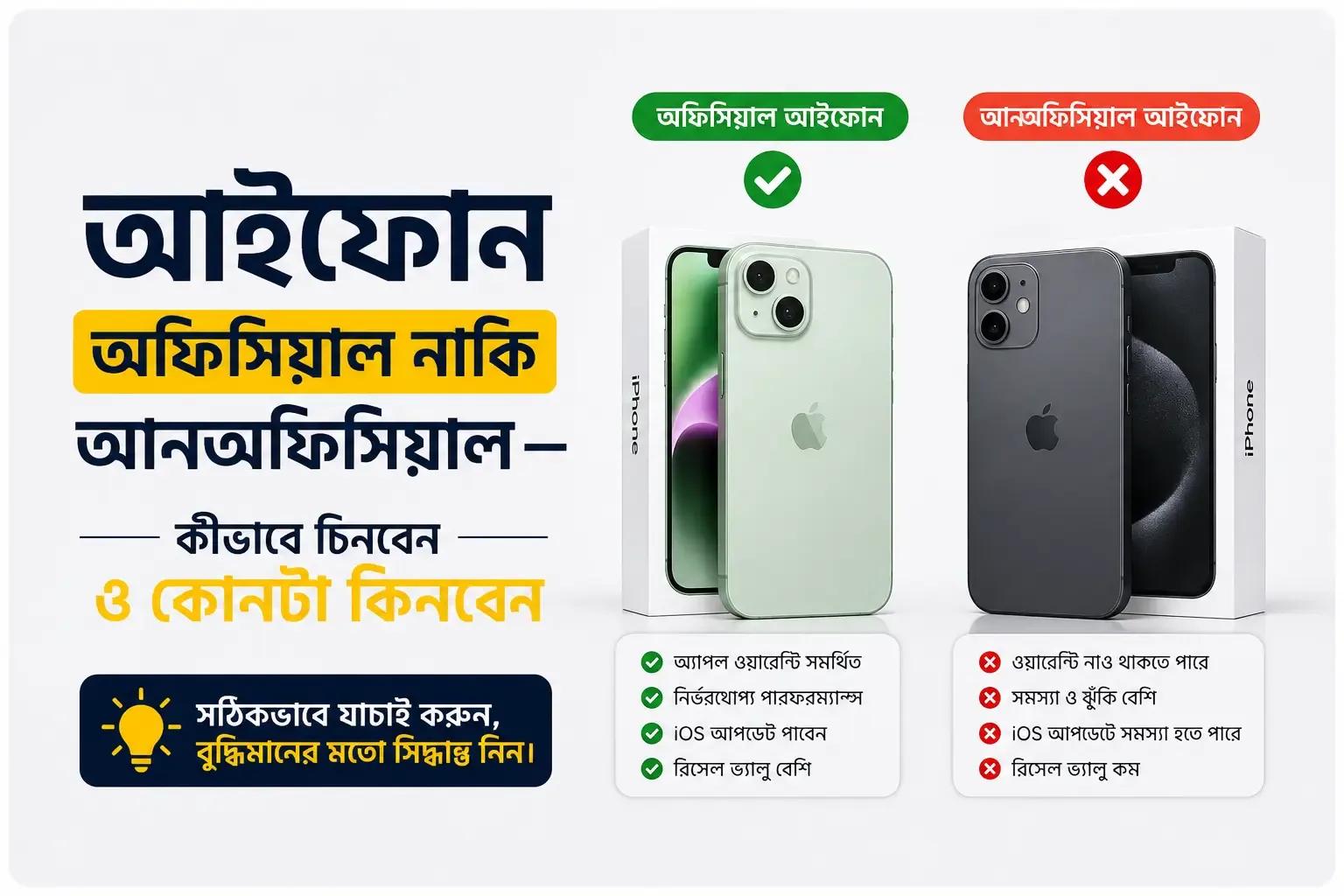 আইফোন অফিসিয়াল নাকি আনঅফিসিয়াল — কীভাবে চিনবেন ও কোনটা কিনবেন